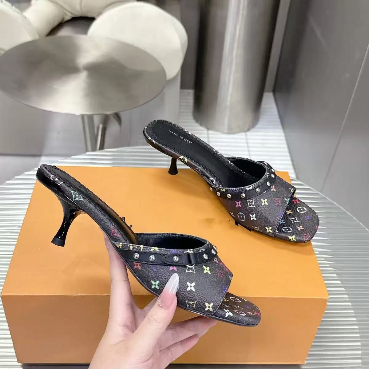 L-V Viral Kitten Heels (With Logo)